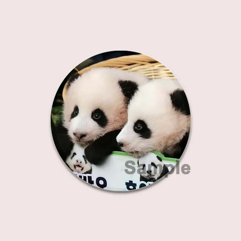 32/44/58mm Cute Chinese Giant Panda Brooches, Fubao/Lebao/Aibao Badge, Souvenir Collection Pins, Gift Accessory for Friends