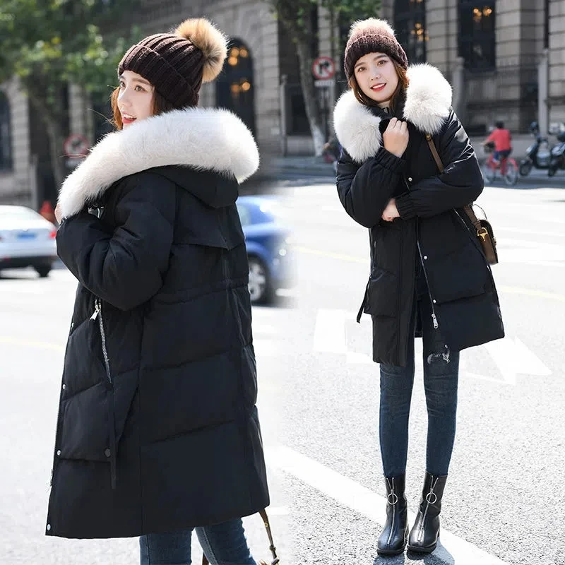 Down Cotton Jacket Women Winter 2024 Korean Loose Fashion Casual Padded Coat Female  Large Size Hooded Fur Collar Thick Parkas