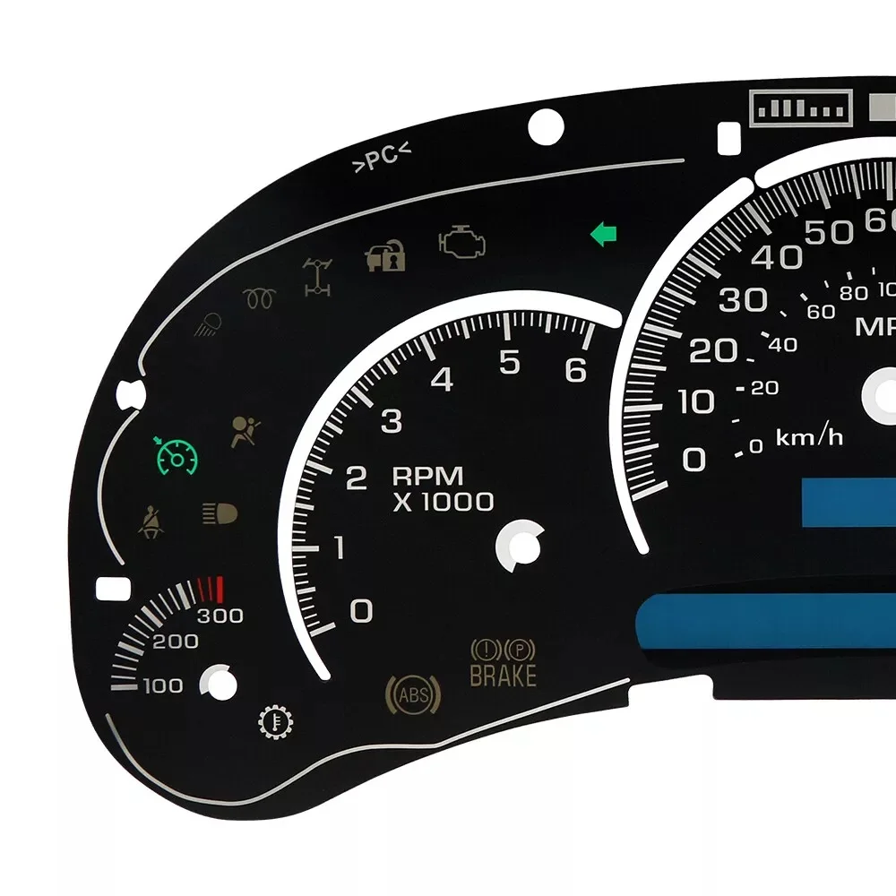 

LED Version Gauge Face Overlay for GM Silverado Sierra Regency Trans Temp Red/White/Blue/Black Temperature Indicator