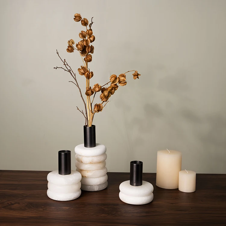 

Creative Art Home Decor Desk Bedroom Hotel Living Room Decoration Vase Laminated Marble Flower Vase