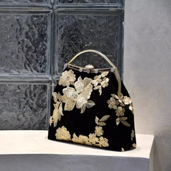 Embroidery Flowers Vintage Bags Handmade Bag for Women Top Handle Bags Bag Mother Gift Chic Lady Women's Handbags Purses