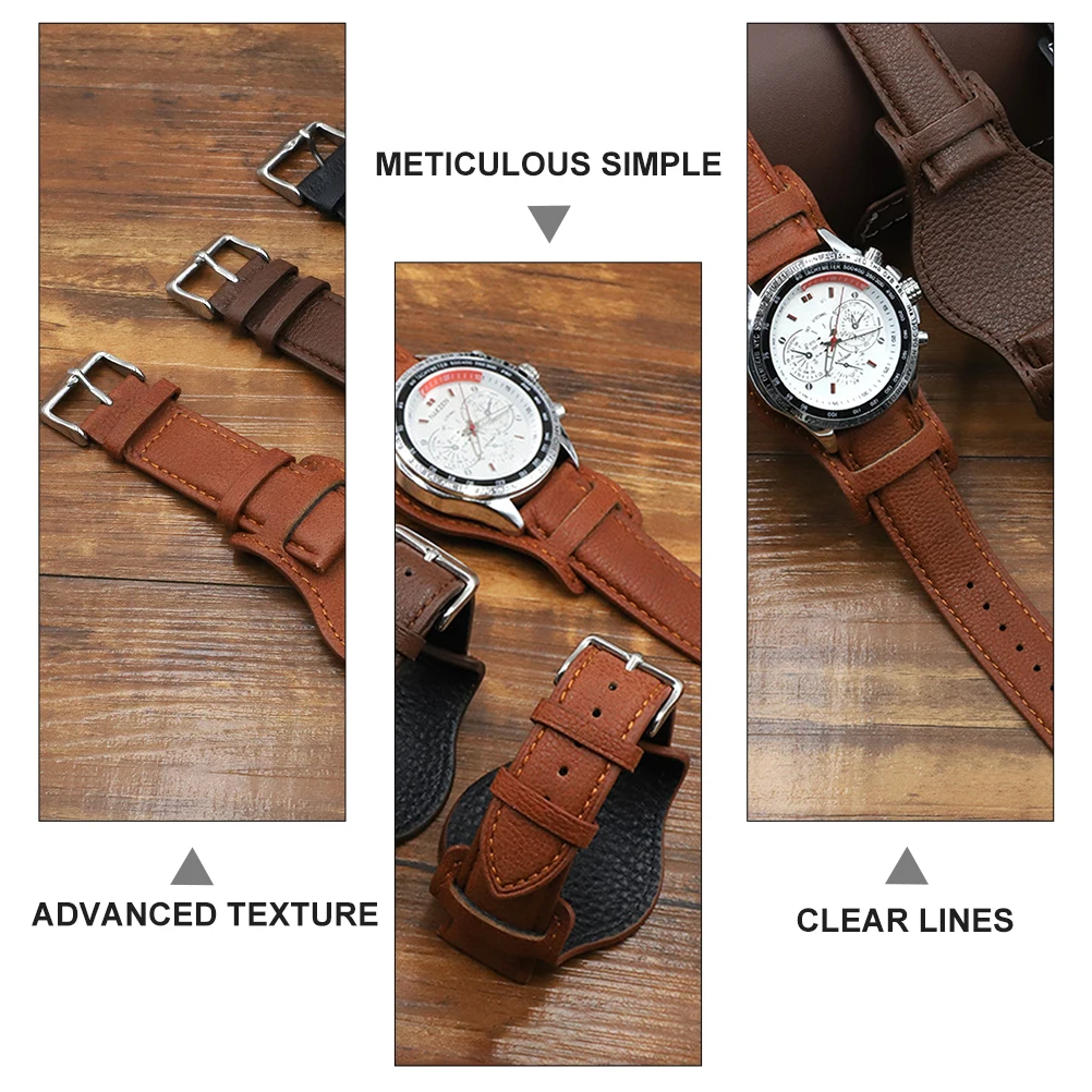 

Watch Straps for Men Cowhide Band Anti Metal Allergy Adjustable Size Smooth Comfortable Strap High Grade Material