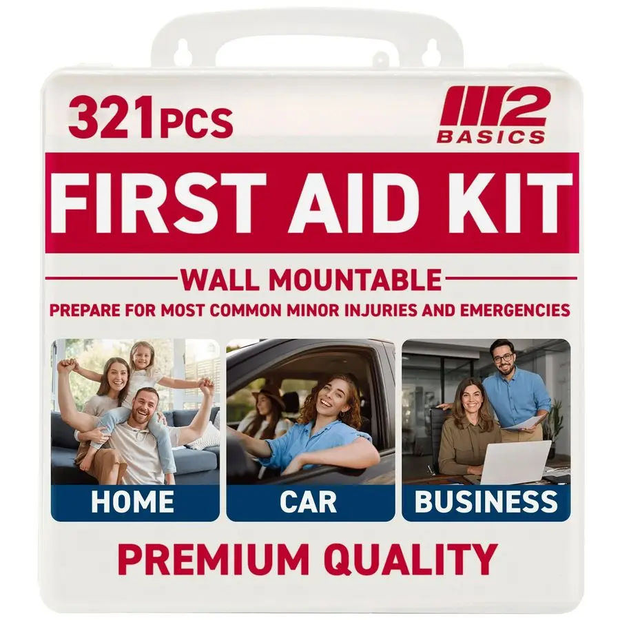 

Premium First Aid Kit, 321 Pieces, All Purpose Kit with Hard Case for Home, Car, Business, School, Office amp Vehicle