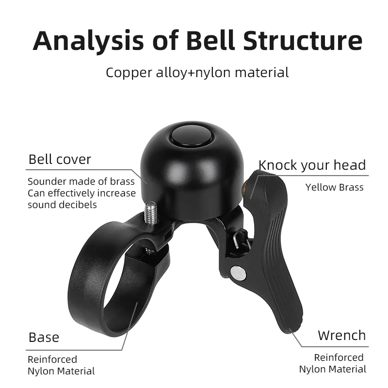 ESLNF Bicycle Bell for Road Bike Ring Loud Sound Warning Bike Handlebar Copper Alloy Ring Horn For Safety Cycling Bicycle Bell
