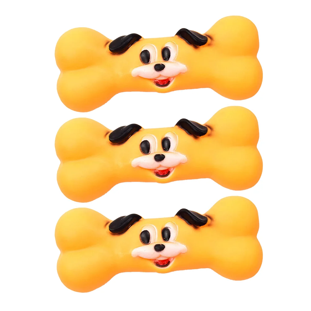 

3Pcs Little Dog Face Pattern Bone Shape Pet Dog Toys Cartoon Sound Squeaky Toys Chew Bite Toy Pet Supplies