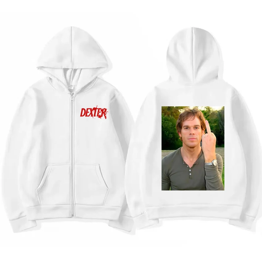 Dexter Morgan retournement classique sweat à capuche avec fermeture éclair 2025 manteau hommes femmes vintage surdimensionné Streetwear unisexe polaire veste zippée