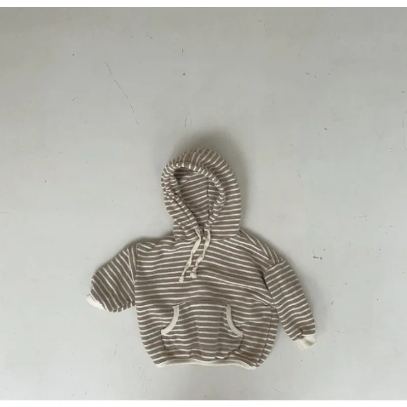 Autumn Baby Striped Hooded Sweatshirt 2026 New Long Sleeve Kids Hoodie For Boys And Girls Loose Casual Hooded Tops