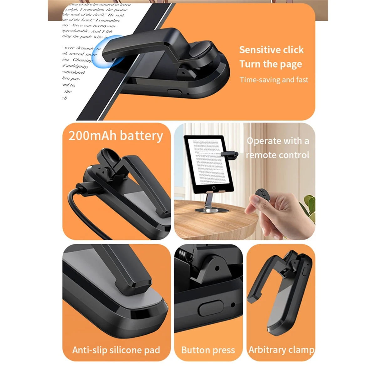 ABGV Remote Control Page Turner Camera Camcorder for EReaders+ Remote Control Extenders White