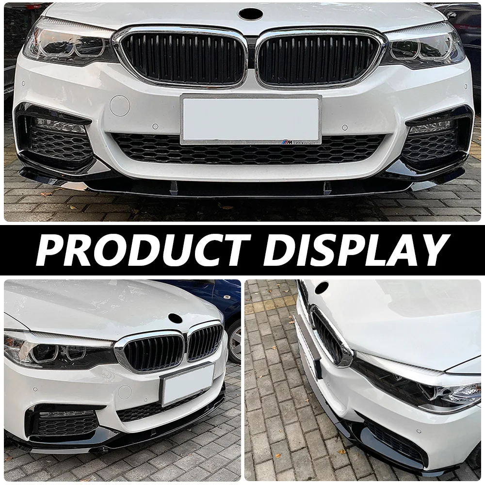 شفة ممتصة للصدمات الأمامية لسيارات BMW 5 Series G30 M Sport 2018-2020 لامعة سوداء شفة ممتصة للصدمات سبويلر ملحقات الشفة الأمامية تحديث السيارة #2
