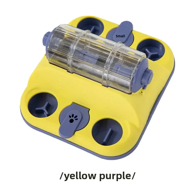 Plastic square rotating roller interactive food dispenser slow feeder puzzle ball pet toy for cats and dogs to relieve boredom