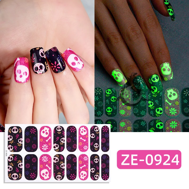 

MEBlS 16 Tips Nail Art Stickers Easter Festival Holiday Party Nail Stickers Pedicure Films for Manicure Japanese Nalil Parts