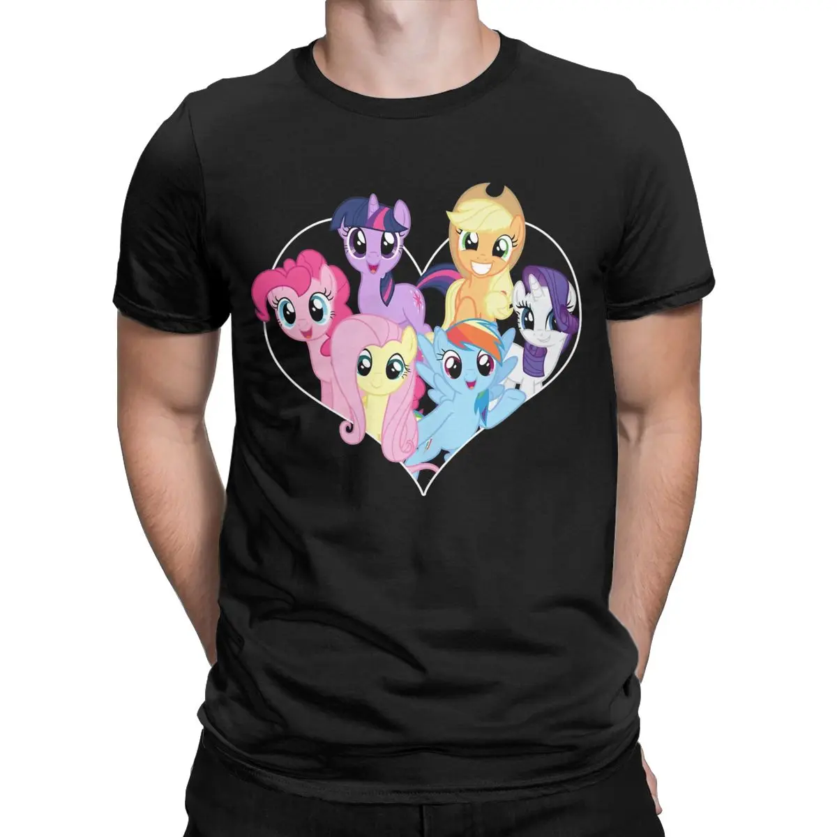 Men\'s Rainbow Dash Pinkie Pie T Shirts Mlp 100% Cotton Clothes Funny Short Sleeve Crewneck Tees Summer T-Shirt