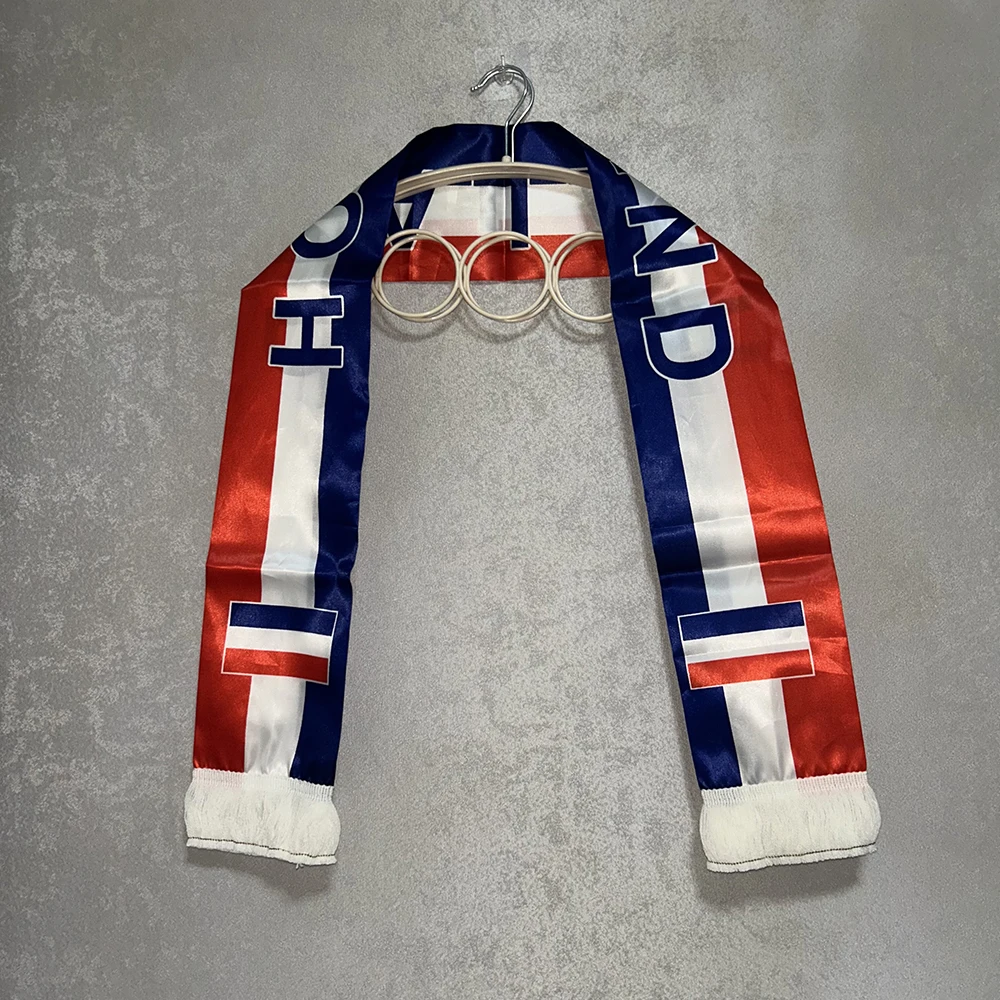 Cachecol Sky Flag 2026 Holanda 14x135cm, Impressão Dupla Face em Cetim, Cachecol com Franjas para Futebol, Esportes, Eventos
