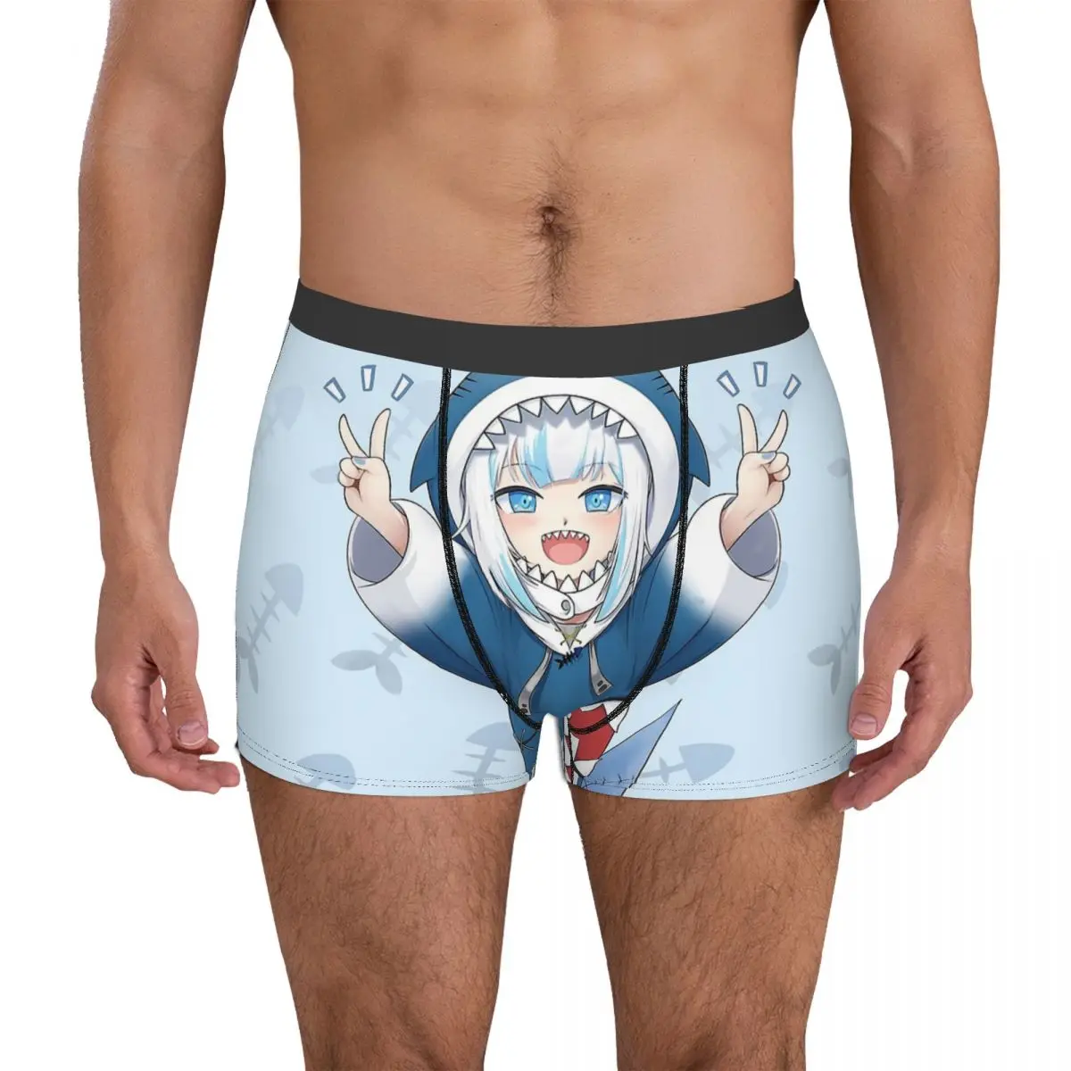 Gawr Gura Pisss Hololive Cute Kawaii Girl Underpants Cotton Panties Man Underwear Print Shorts Boxer Briefs