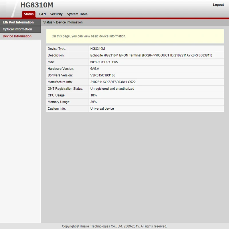 HG8310M Gpon XPON EPON 100% New original Ont FTTH 1GE Termnal Onu Gigabit Modem SC/UPC ONU 1000M OLT