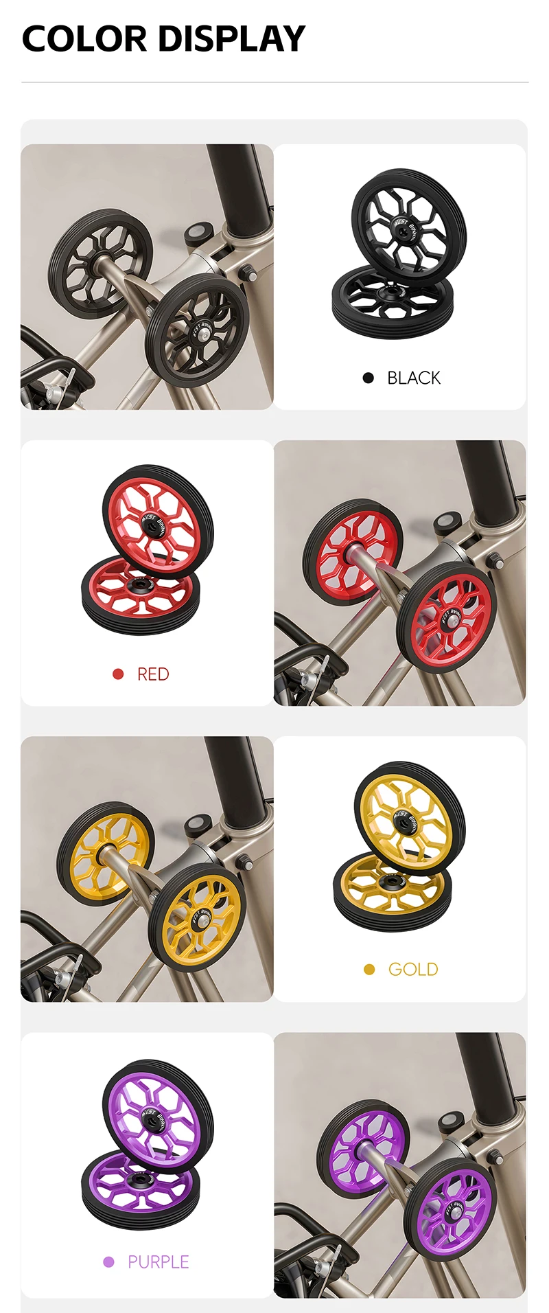 WEST BIKING CNC-Aluminium-Easy-Räder für Brompton-Faltrad-Rollen, abgedichtete Lager, tragbarer Gepäckwagen, Fahrradzubehör – Detail 11