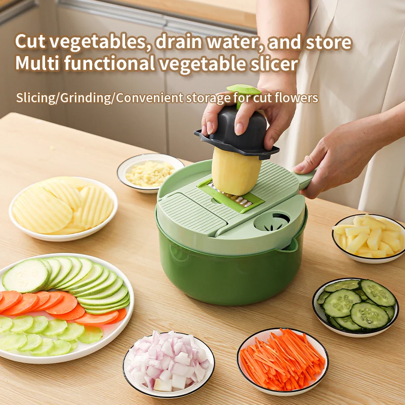 11In 1 Manual Vegetable Chopper Slicer Shredder Grater Kitchen Tool for Carrot Potato Radish Salad Preparation