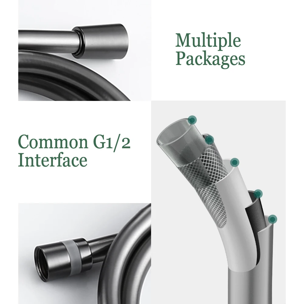 Mangueira de chuveiro portátil G1/2 Substituição com mangueira de aço inoxidável de 150 cm ou tubo de PVC espessante anti-torção Acessórios de banheiro