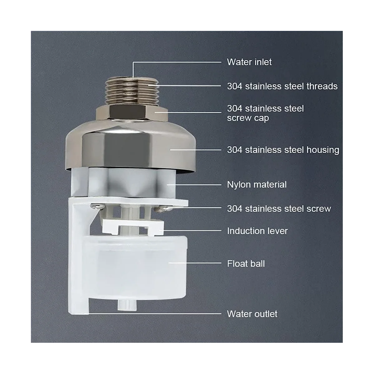 Valvola a galleggiante di controllo del livello dell'acqua completamente automatica in acciaio inossidabile 304, regolatore automatico del livello dell'acqua