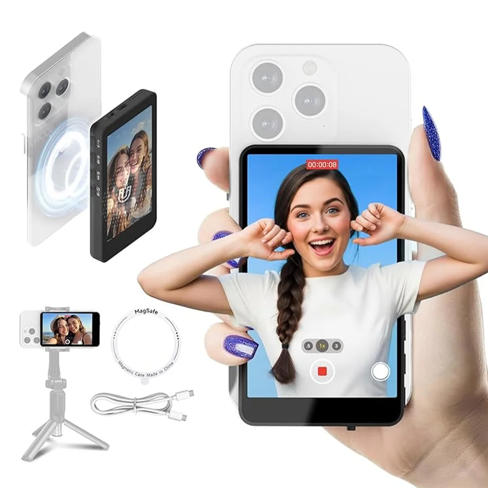 

Mobile Selfie Wireless Screen Mirroring Device, Rear Camera, Live Streaming, Selfies, Magnetic Attraction Screen Sharing Device