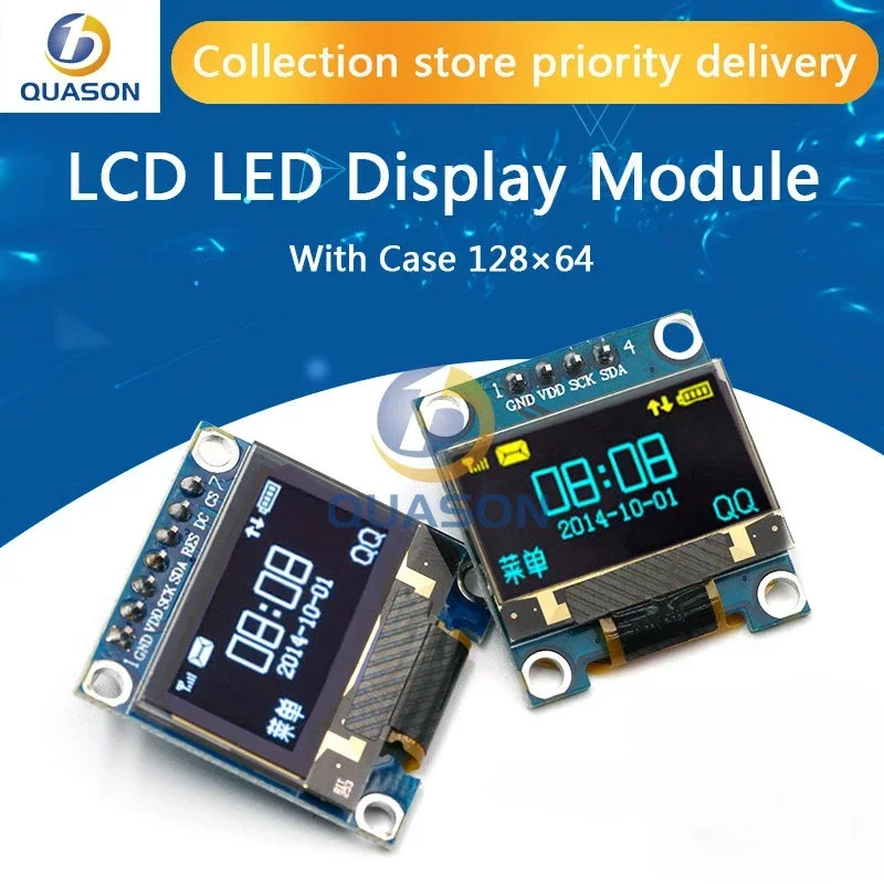 Module d'affichage oled blanc série IIC 0.96 pouces, 12864x64, I2C, SSD1306, écran LCD, GND, VDD, SCK, SDA, pour Arduino