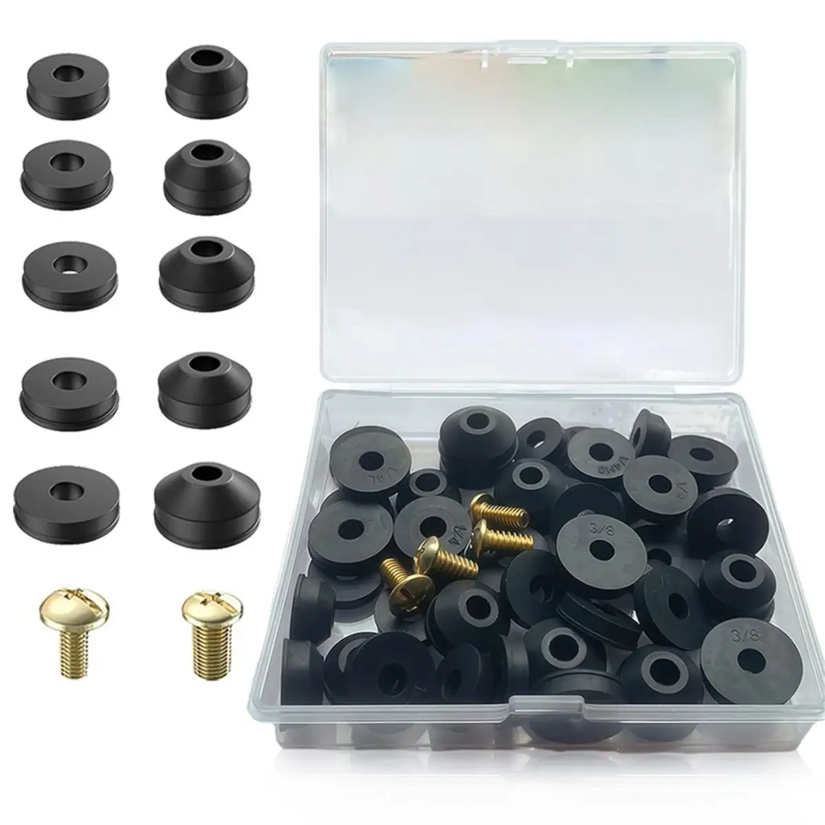 【TODAY-BUY】~@ 48 PCS Faucet Washer Assortment Kit Outdoor Faucet Repair Kit with Brass Screws Flat and Beveled Washers