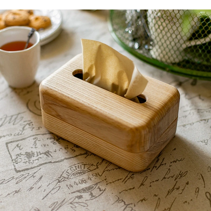 Wooden Tissue Box Extractable Type Napkin Toilet Paper Home Desktop Simple Towel Holder Accessories