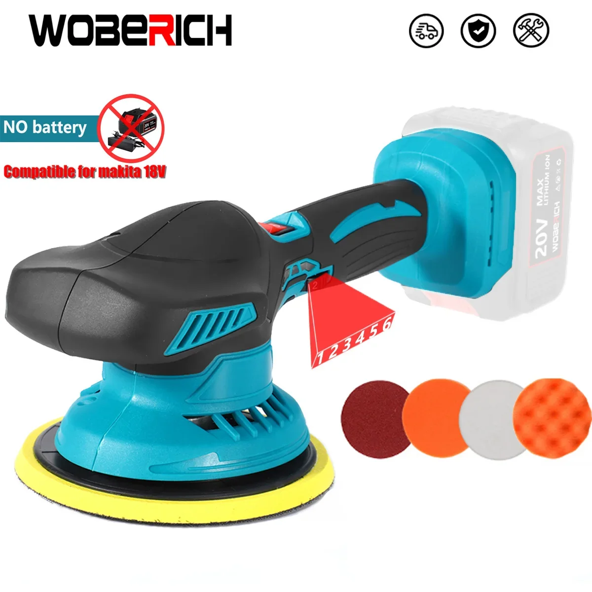 

WOBERICH Electric Car Polisher High Efficient Auto Waxing Polishing Machine Multifunctional Rotary Tool For Makita 18V