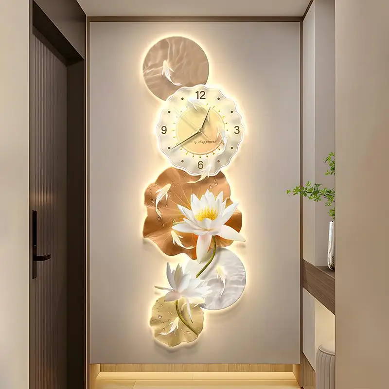 Big Size Chinese Style Wall Clocks Cute Silent Art Mural Led Metal Wall Art Clock Wall Large Horloge Murale Room Decorations