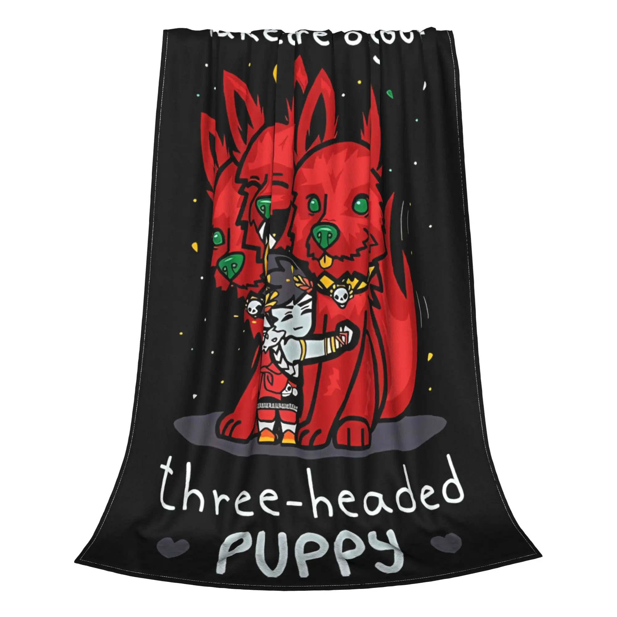 1PC Home Cute Room Decor Three Headed Puppy Blanket Throw Blanket Hades Novelty Warm Blanket All Season