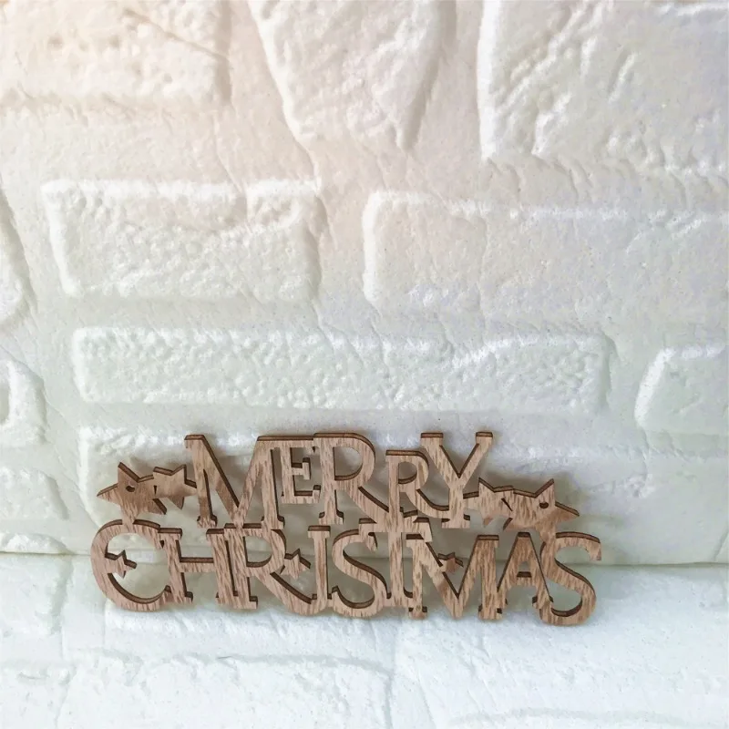 10pcs/lot 80mm Merry Christmas Unfinished Wood Crafts, Wood Cutouts Gift Tags for Front Door Hanger Party Home Decor