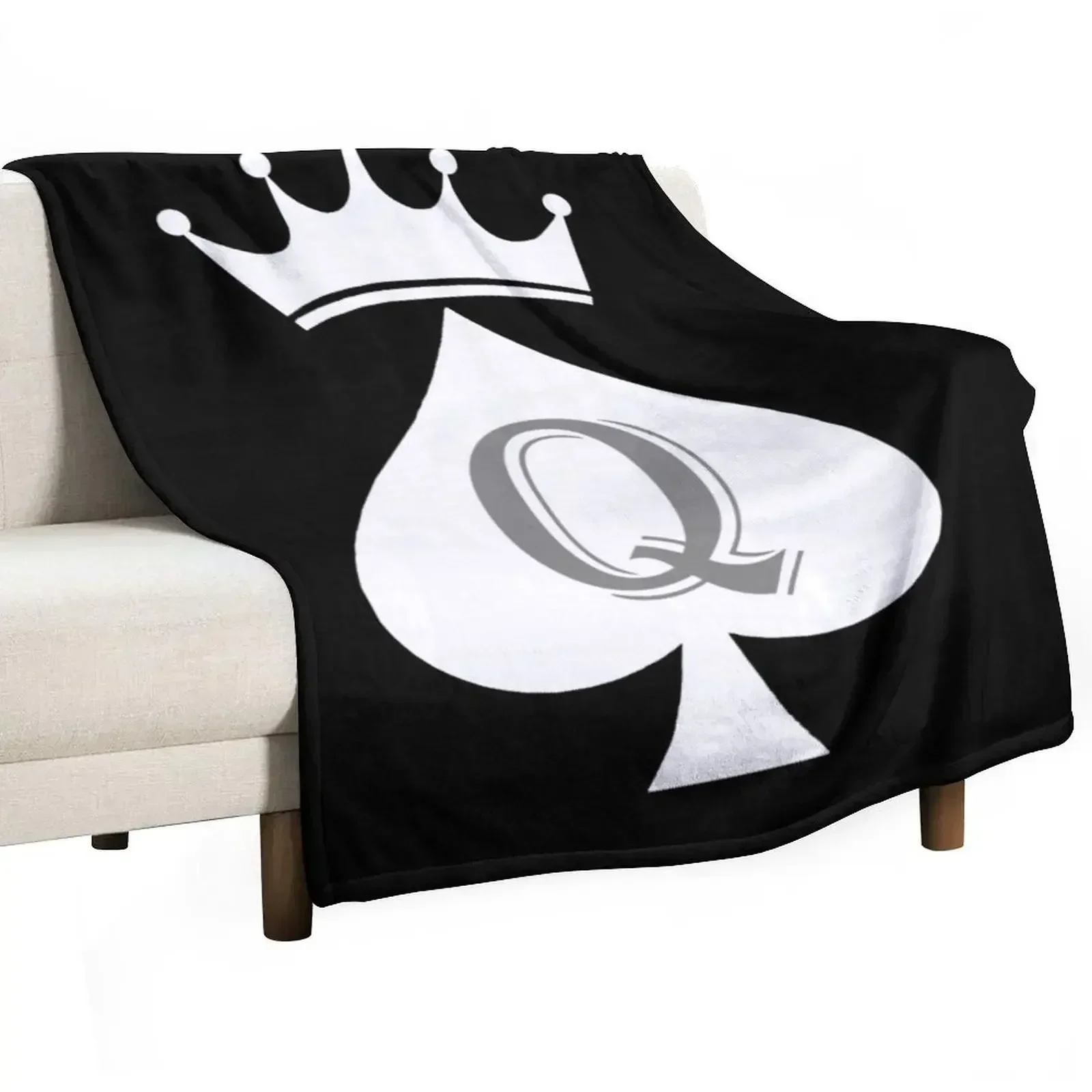 Crowned Queen Of Spades Throw Blanket Flannel Fleece Soft Warm Throw Blanket