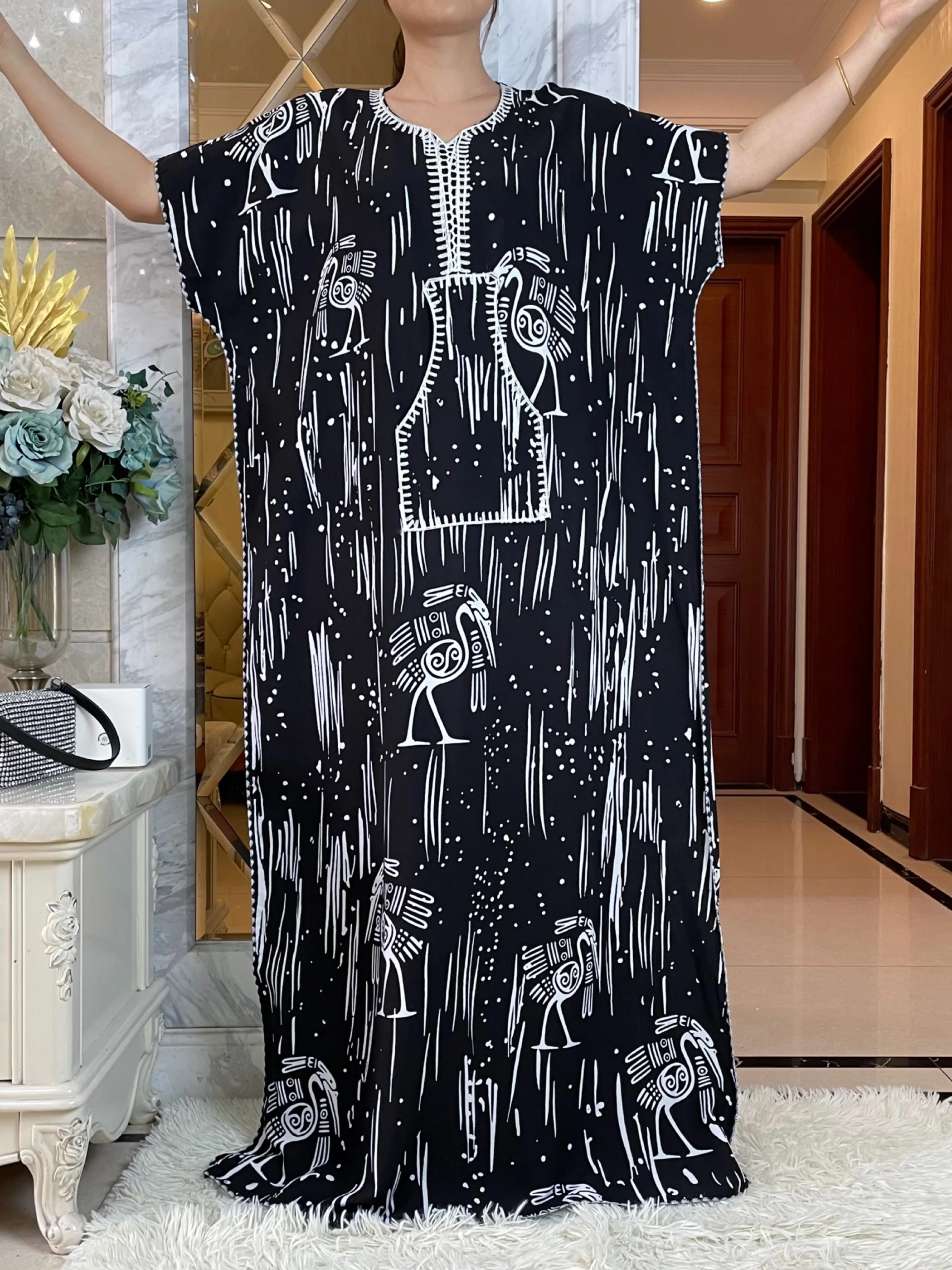 2023 New Muslim Fashion Autumn Woman Short Sleeve Dresses With Big Scarf Loose Cotton Boubou Kaftan Islam African Abaya Clothing