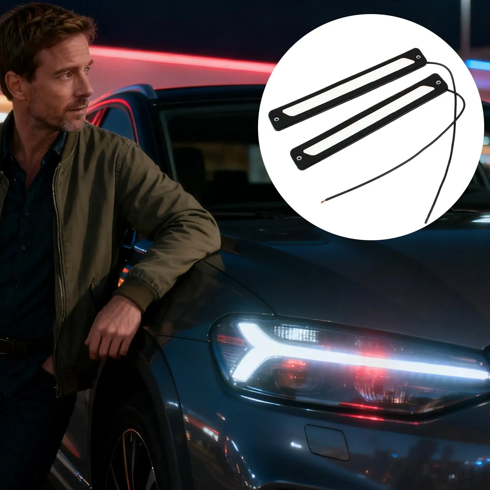 Daytime Running Lights 9in Modified Waterproof Lamp 2 Pieces Modified Bendable Super Bright Car LED Light Strip Front Rear For