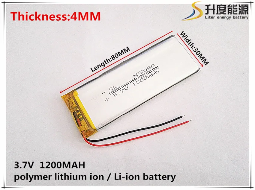 2pcs [SD] 3.7V,1200mAH,[403080] Polymer lithium ion / Li-ion battery for TOY,POWER BANK,GPS,mp3,mp4,cell phone,speaker