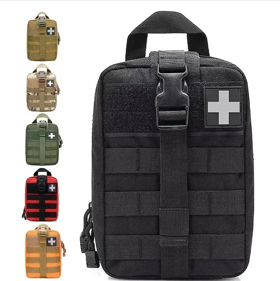 Tactical First Aid Kit Pouch – 600D Nylon Rip-Away Utility EMT Bag (Black)