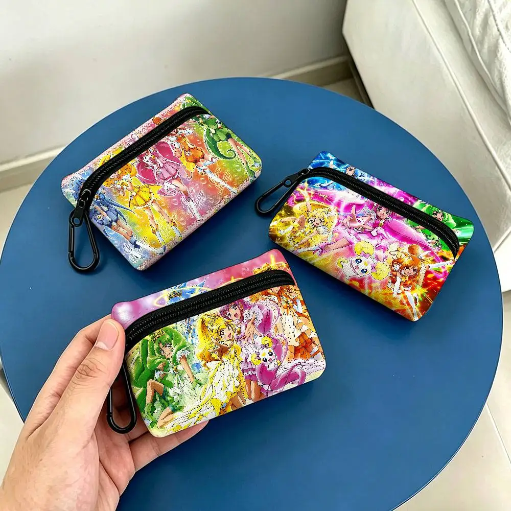 Smile Precure Anime Oxford Fabric Mini Coin Wallet Smooth Zipper Hanging Design Multi-use Small Storage Bag For Travel