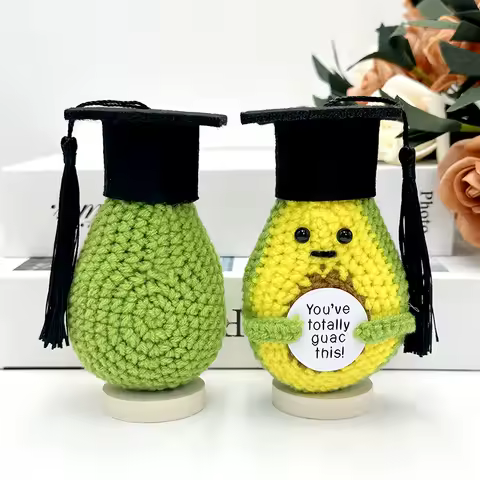 Funny Crochet Avocado Handmade Ornaments Emotional Support With Card Desktop Ornament Handmade Knitte Avocado Gift Home Decor