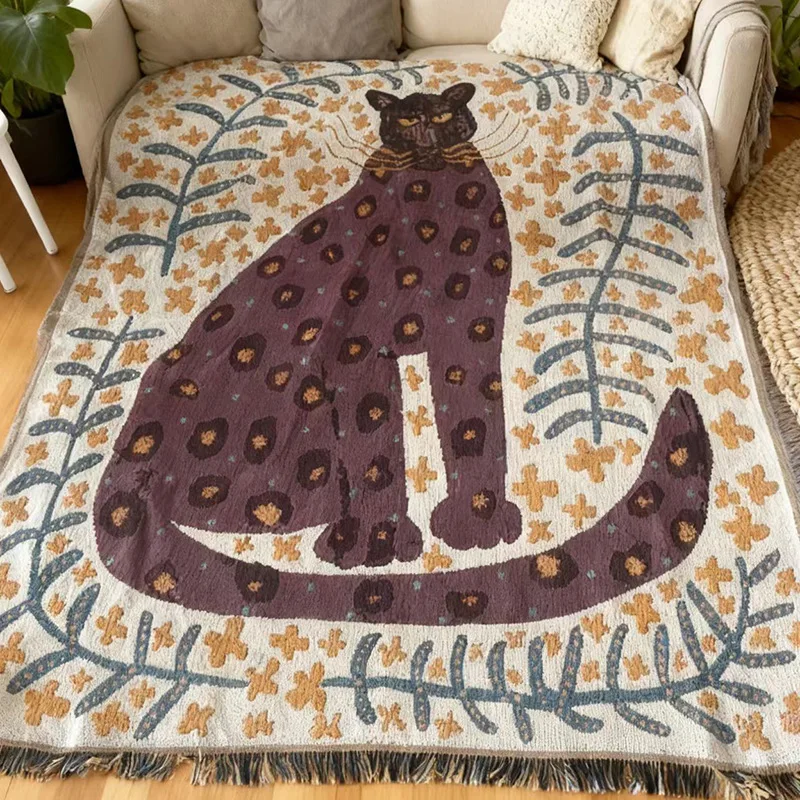 High-end art leopard, modern background cloth tapestry, vintage Nordic sofa towel