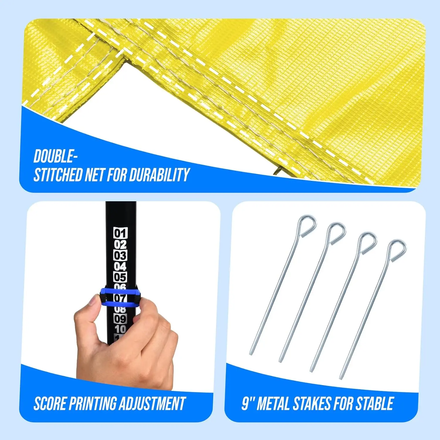 Портативная волейбольная сетка с регулируемыми по высоте столбы, мячом, насосом и сумкой для переноски для игр на открытом воздухе