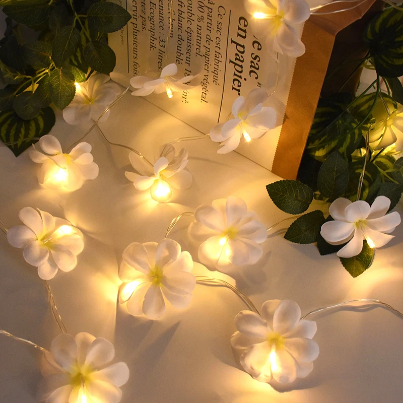 10LED 인공 Plumeria 꽃 Led 문자열 조명 하와이 파티 요정 화환 조명, 홈 웨딩 생일 DIY 장식