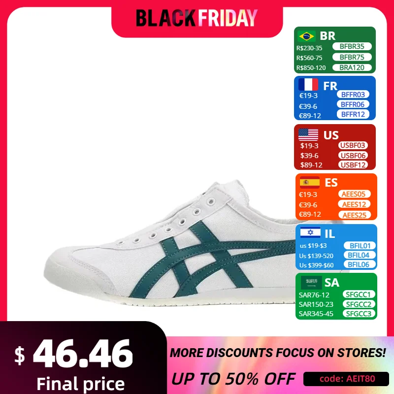 Onitsuka Tiger  Slip-on Running Shoes Men and Women Flexible Sole for Classic Canvas Sneakers