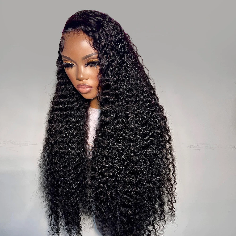 

Длинный 26-дюймовый кудрявый парик с натуральным черным цветом и кружевной передней частью для женщин, с синтетическими предварительно выщипанными прядями и без клея, для ежедневного использования.