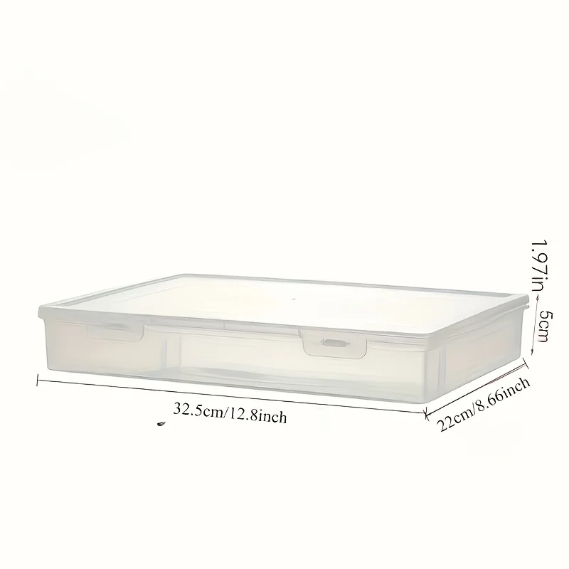 1pc A4 Large Transparent Flip Plastic Storage Box, Stackable Desktop Storage Box for Office Documents and Study Supplies