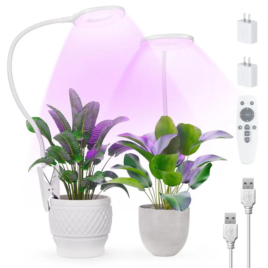 

Spectrum Grow Lights for Indoor Plants, Clip On Plant Lights for Indoor Growing with 4 8 12H Timer, 3 Light Modes, 10 Dimmable L