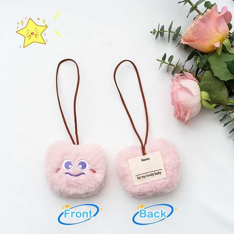 Cartoon Big-eyed Monster Name Sticker Pendant Three-eyed Monster Plush Doll Anti-lost Mark Luggage Tag Charm Keychain Bag Decor