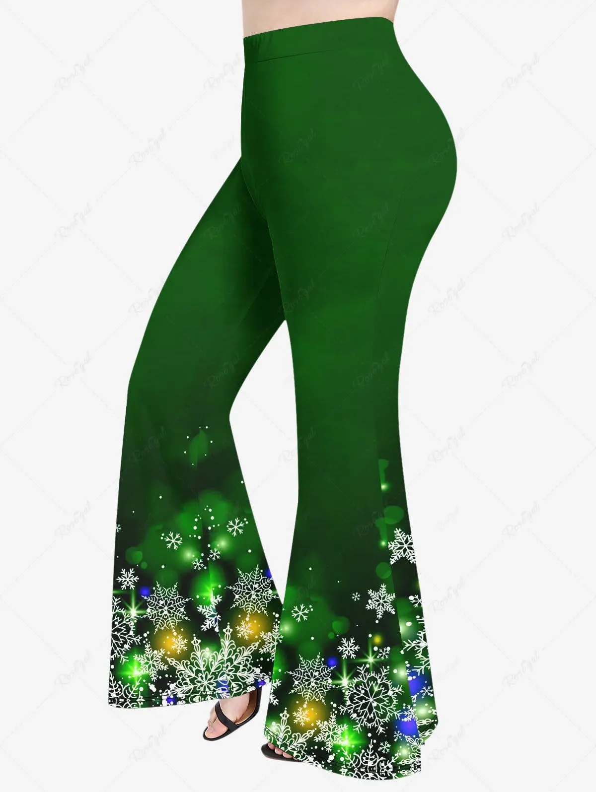 2023 New Christmas Women Snowflake Glitter Light Tree Branch 3D Print Bell Sleeves T-shirt Or  Flare Pants Casual Matching Set