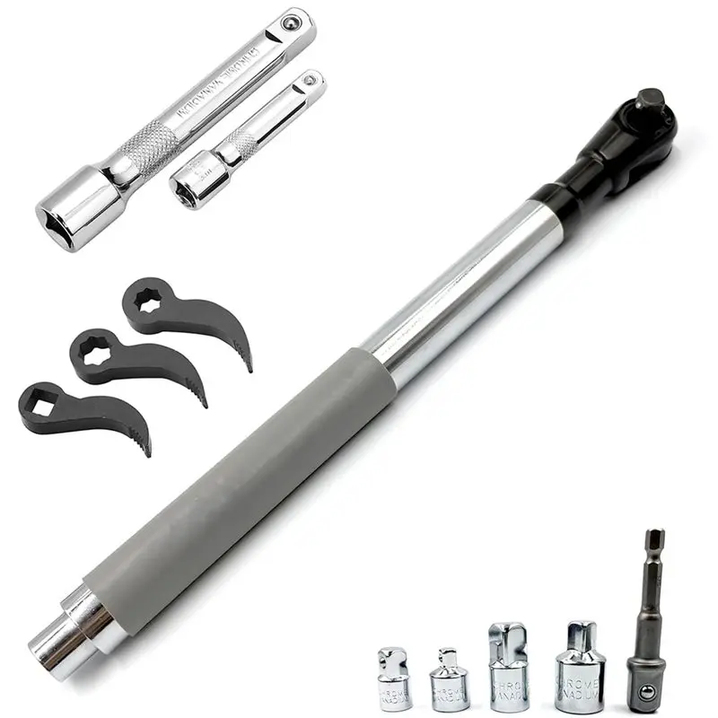 

AT29-High Torque Impact Electric Ratchet Wrench With 4 Socket Adapters, Offset Extension Wrench, Pry Bar Wrench Adaptor Head