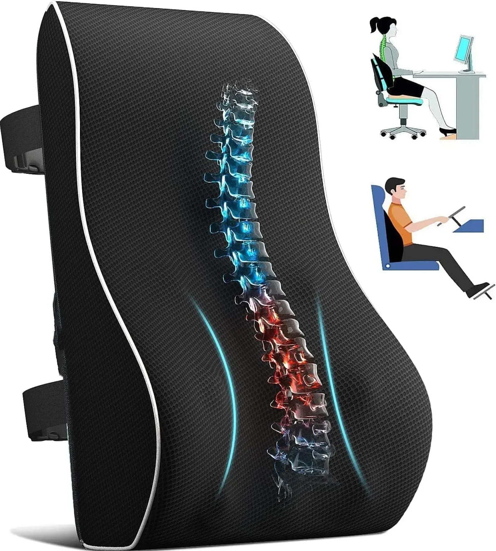 

1pc Memory Foam Non-Slip Car Seat Cushion for Office and Gaming Chairs - Supports Lumbar and Waist - Soft and Comfortable