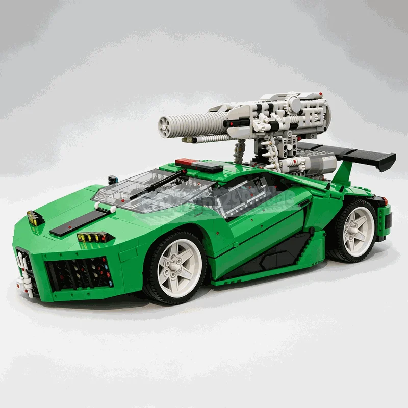 4492PCS Futuristic Armed Police Interceptor Sports Car Model Custom Building Blocks DIY Assembly Vehicle Display Collection Gift